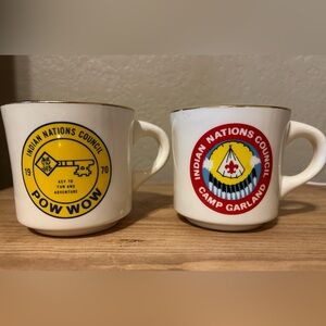 Vintage Indian Nation Council Mugs - Gold Rimmed USA Native American Coffee Mugs